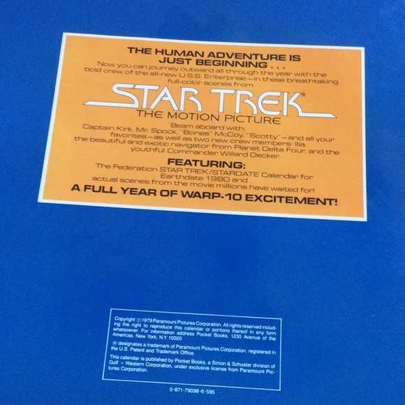 1980 Star Trek stardate calendar. From Star Trek The Motion Picture - Picture 5 of 5